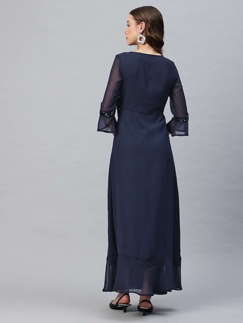 women embellished bell sleeves fusion set - 21796763 -  Standard Image - 2