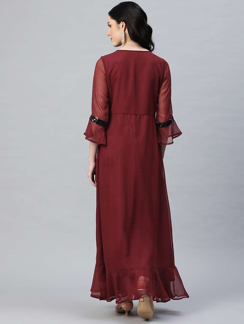 women embellished bell sleeves fusion set - 21796764 -  Standard Image - 2