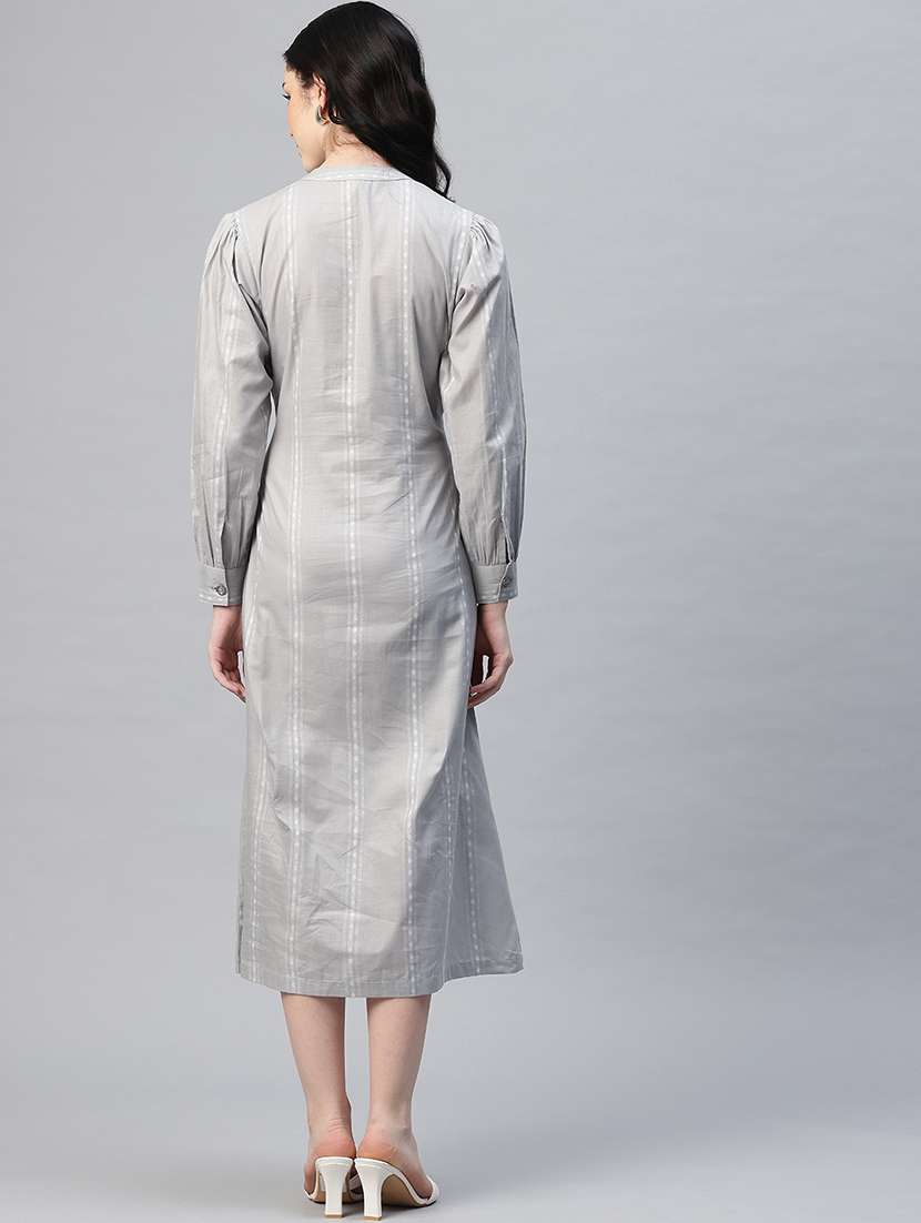 women self designed mandarin neck a-line dress - 21796774 -  Standard Image - 2