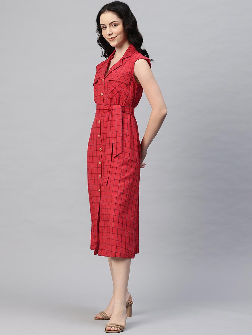 women checkered sleeveless shirt dress - 21796781 - Standard Image - 2
