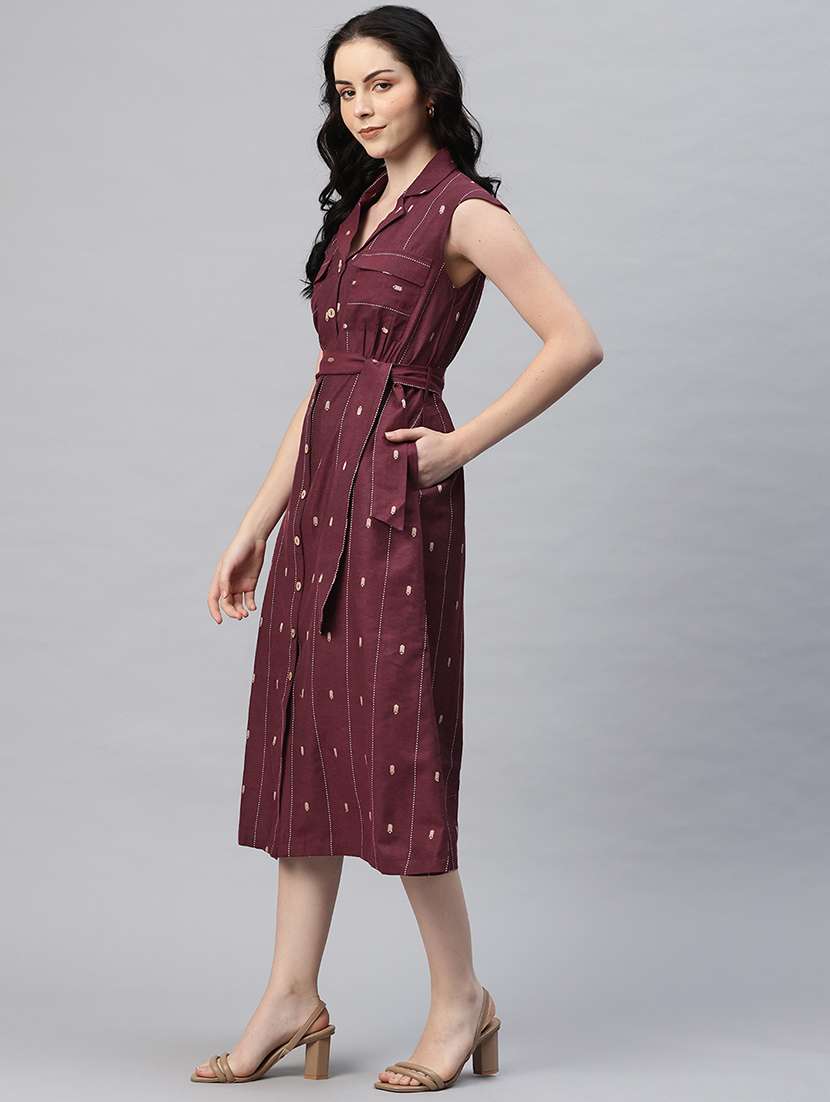 women self designed sleeveless shirt dress - 21796782 -  Standard Image - 2