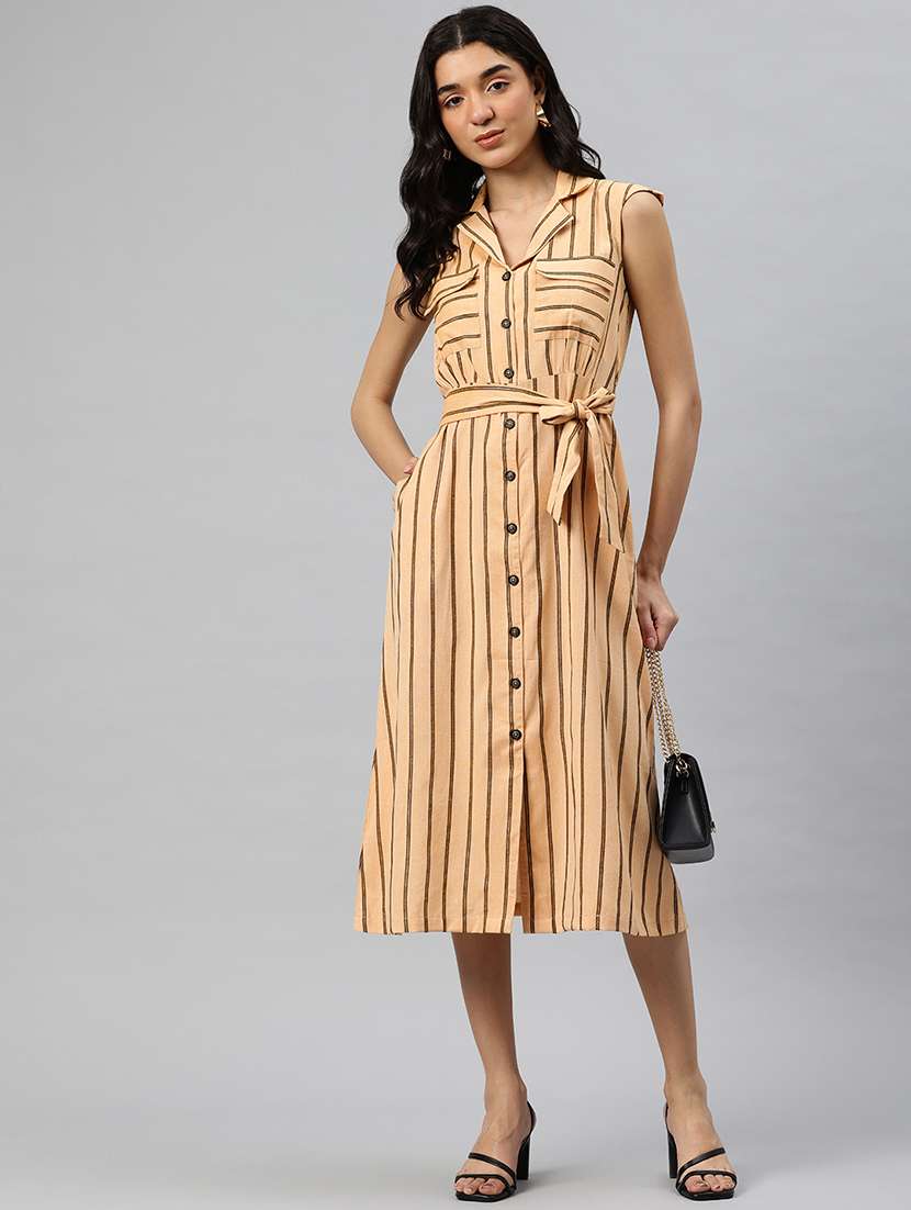 women striped sleeveless shirt dress - 21796783 -  Zoom Image - 0