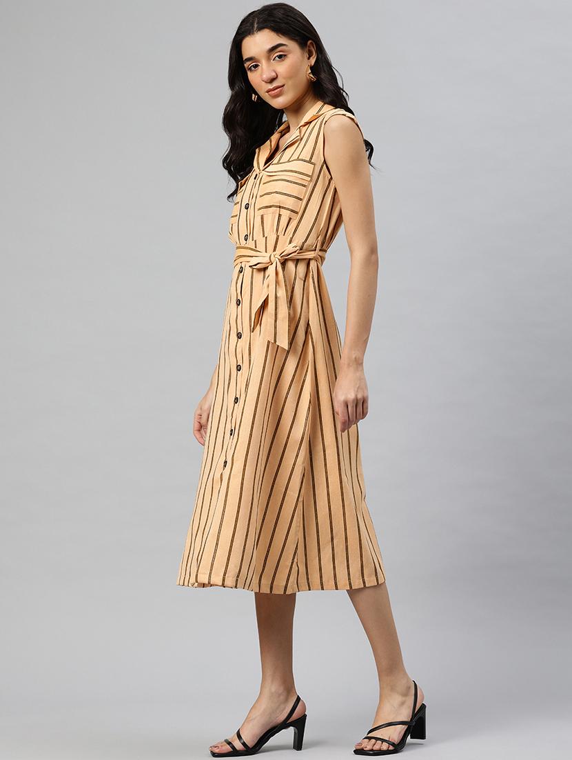 women striped sleeveless shirt dress - 21796783 - Standard Image - 2