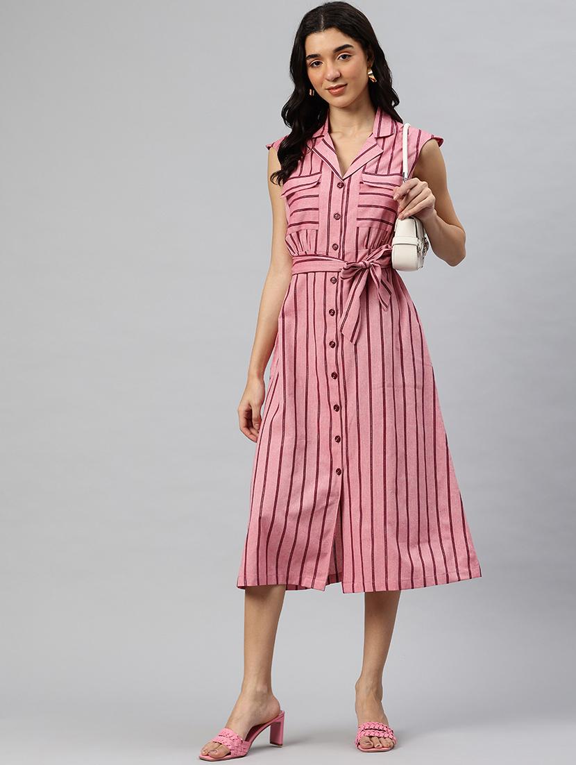 women striped sleeveless shirt dress - 21796784 -  Zoom Image - 0