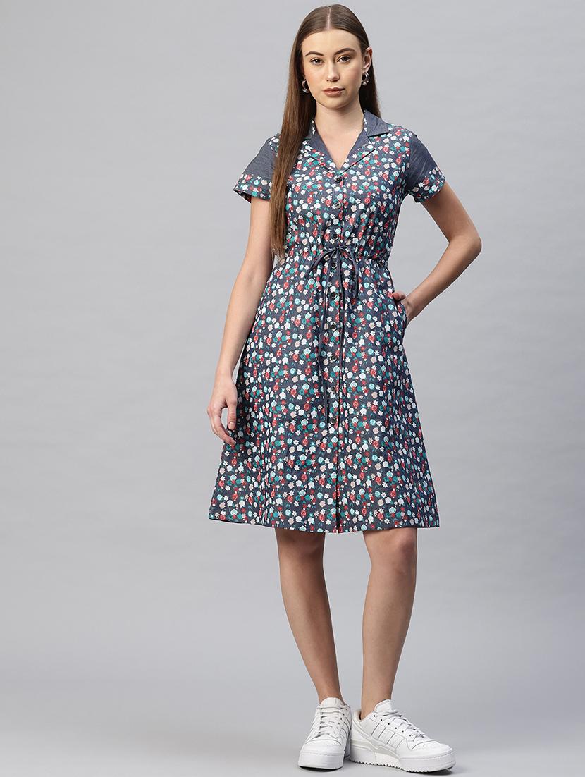 women floral print short sleeves shirt dress - 21796785 - Zoom Image - 0