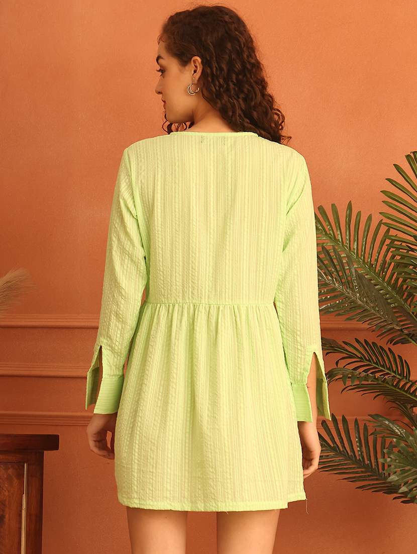 Women Self Designed Tie Up Neck A-line Dress - 21796963 -  Standard Image - 2