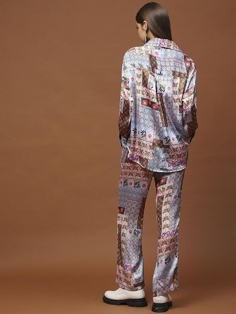 women printed shirt and trouser co-ord set - 21797001 - Standard Image - 2