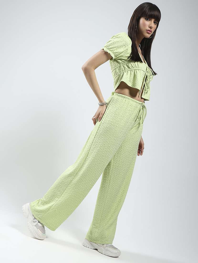 women solid top and trouser co-ord set - 21797007 - Standard Image - 2