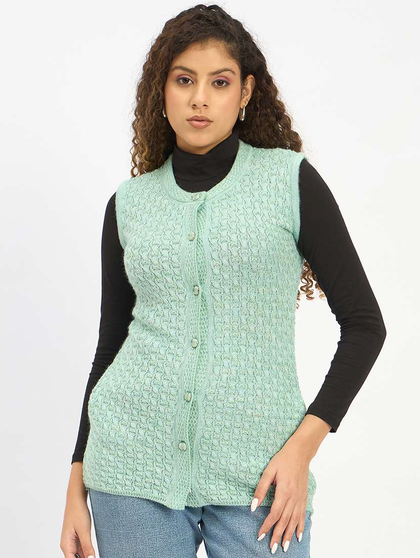 women self designed sleeveless cardigan