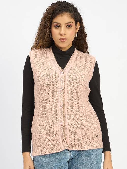 women self designed sleeveless cardigan - 21797033 - Standard Image - 0