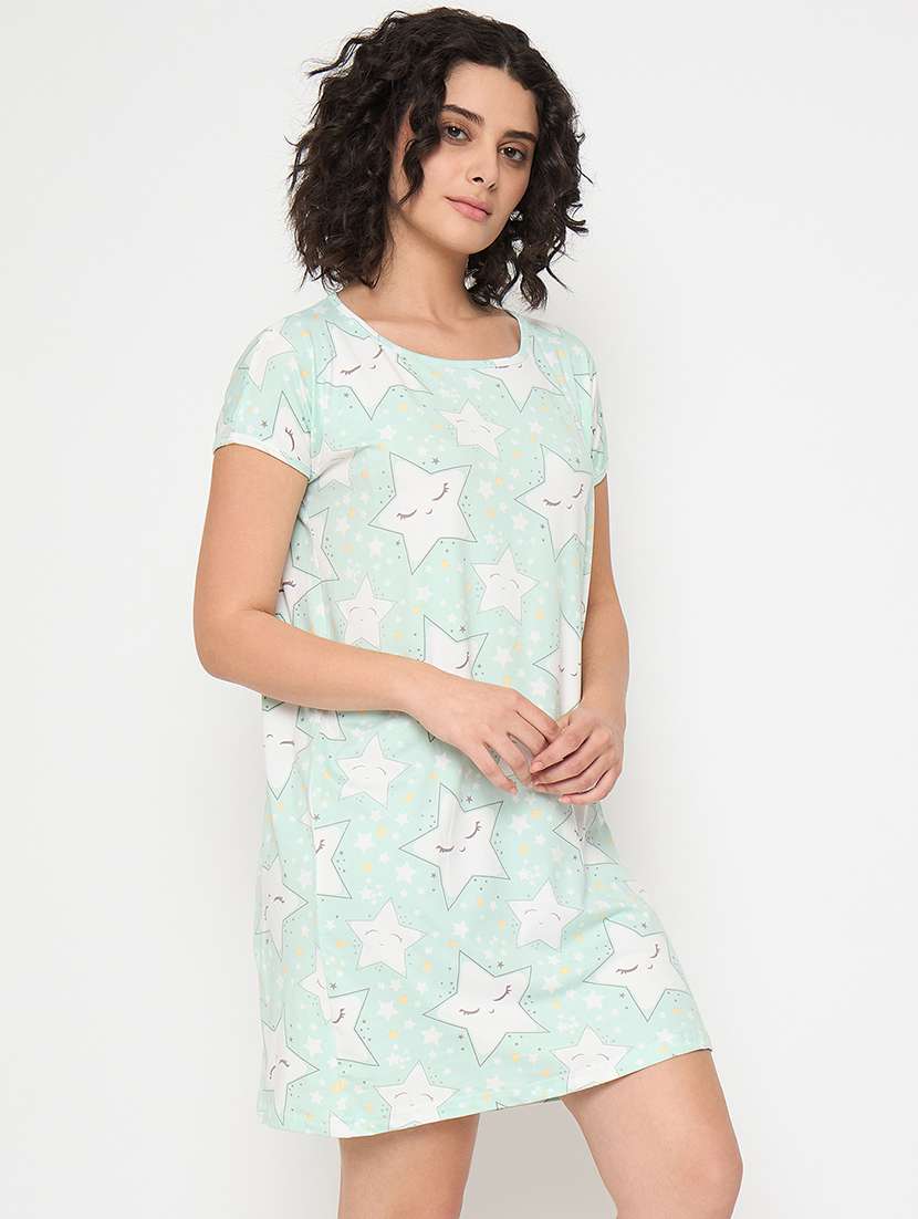 women printed short sleeves sleepshirt - 21797044 - Standard Image - 2