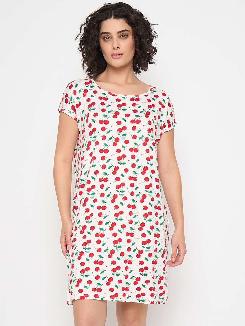 women printed short sleeves sleepshirt