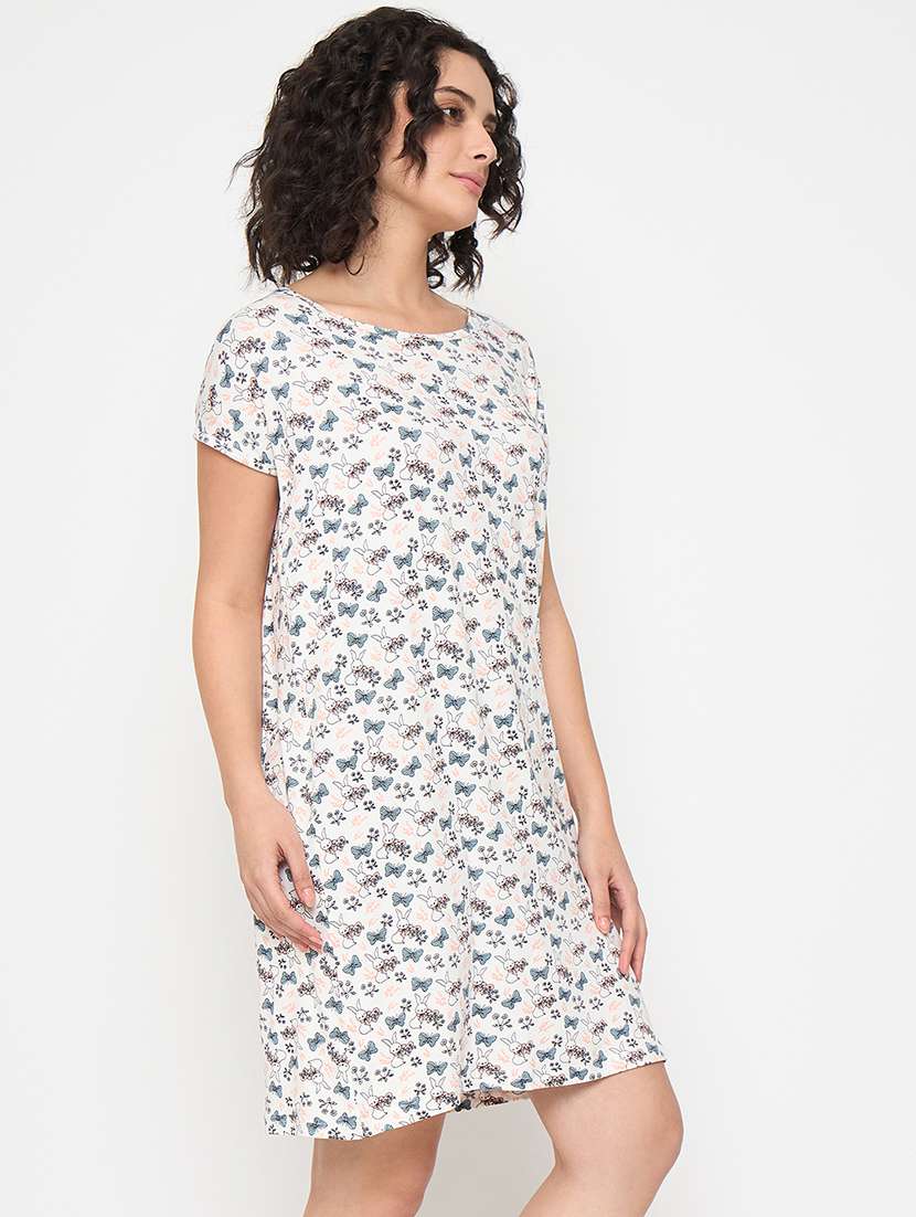 women printed short sleeves sleepshirt - 21797050 - Standard Image - 2