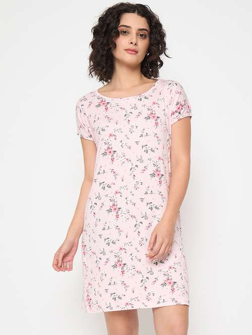 women floral printed short sleeves sleepshirt - 21797051 - Standard Image - 0