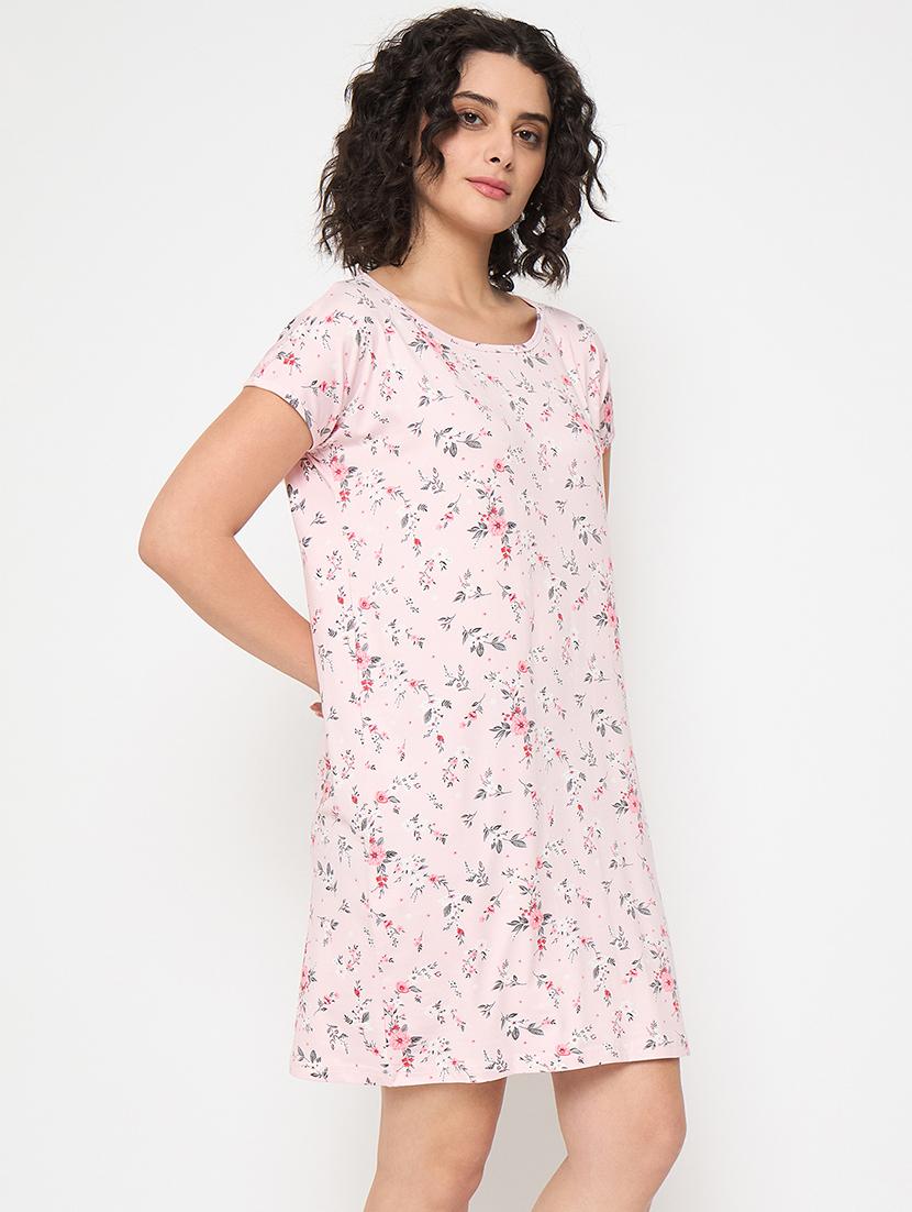 women floral printed short sleeves sleepshirt - 21797051 - Standard Image - 2