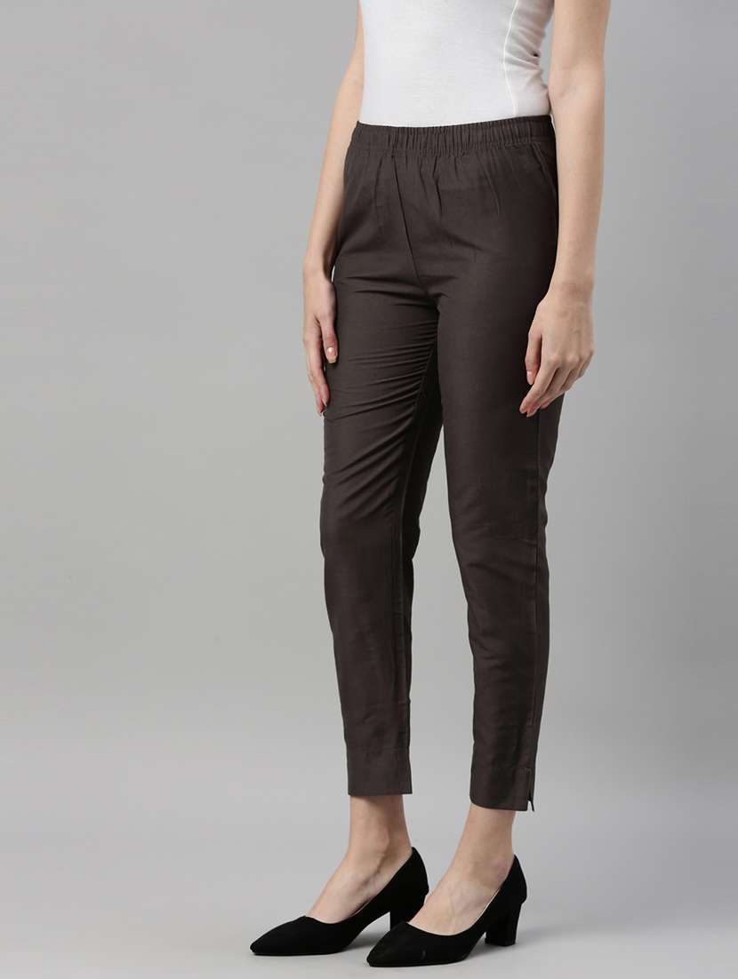 women solid mid rise ankle length tapered pant - 21797065 -  Standard Image - 2