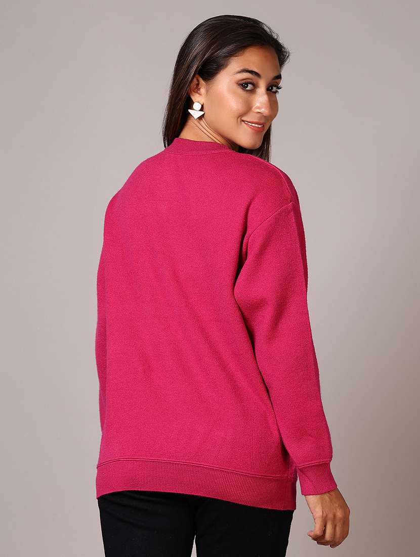 women solid long sleeve regular fit pullover - 21799361 - Standard Image - 2