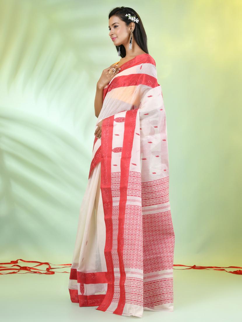 women off white handloom saree - 21839474 - Standard Image - 2