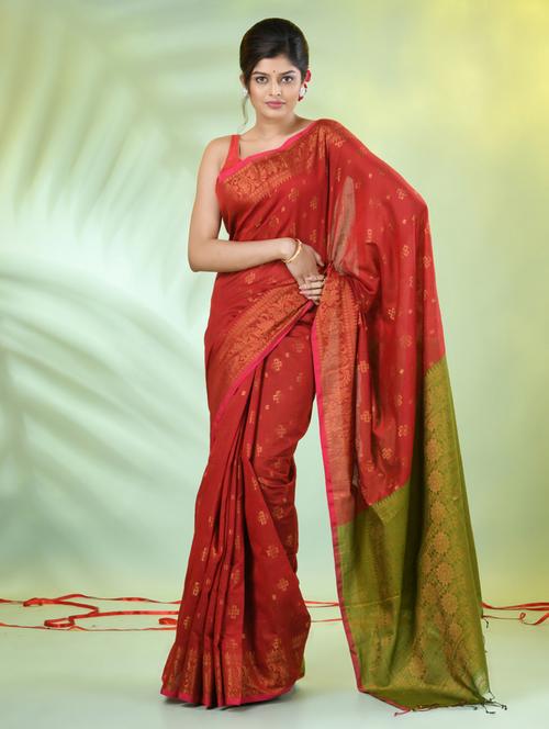 women self design zari weave handloom saree with blouse - 21839496 -  Standard Image - 0
