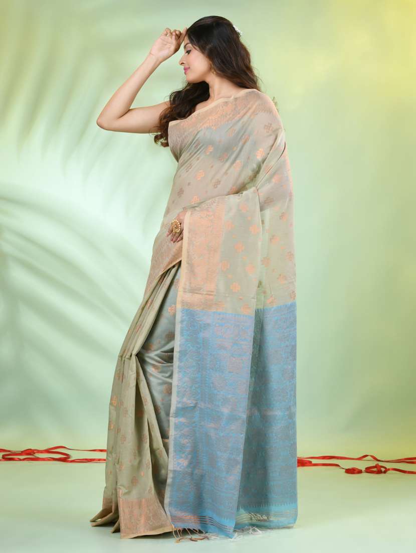 women self design zari bordered saree with blouse - 21839499 -  Standard Image - 2