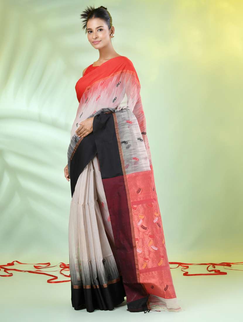 women self design handloom saree with blouse - 21839529 - Standard Image - 2