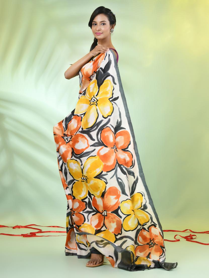 women floral printed saree with blouse - 21839535 - Standard Image - 2