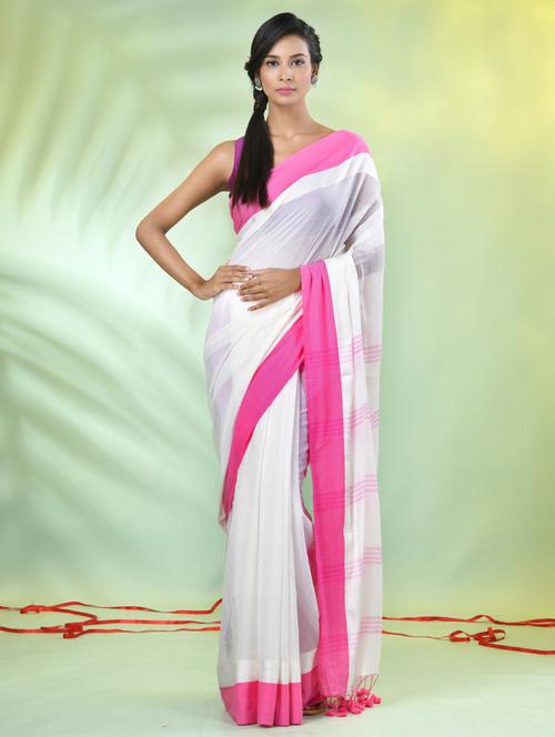 women white handloom saree with blouse - 21839578 - Standard Image - 0