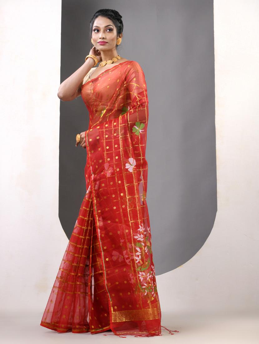 women self design handloom saree with blouse - 21839629 - Standard Image - 2