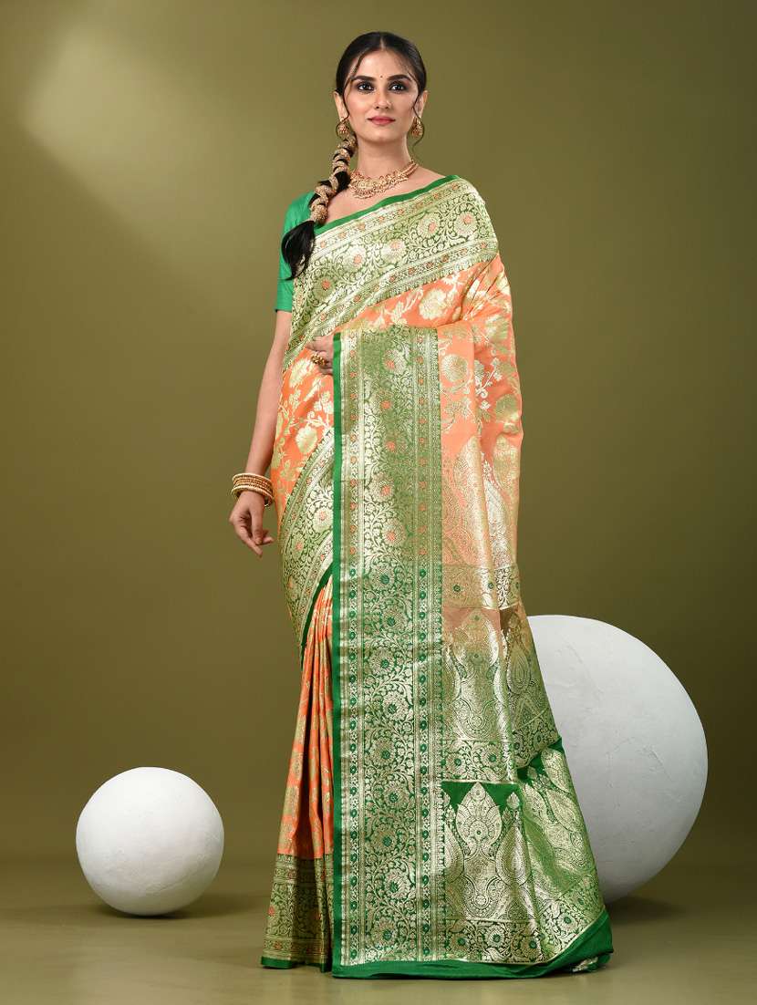 women self design banarasi saree with blouse