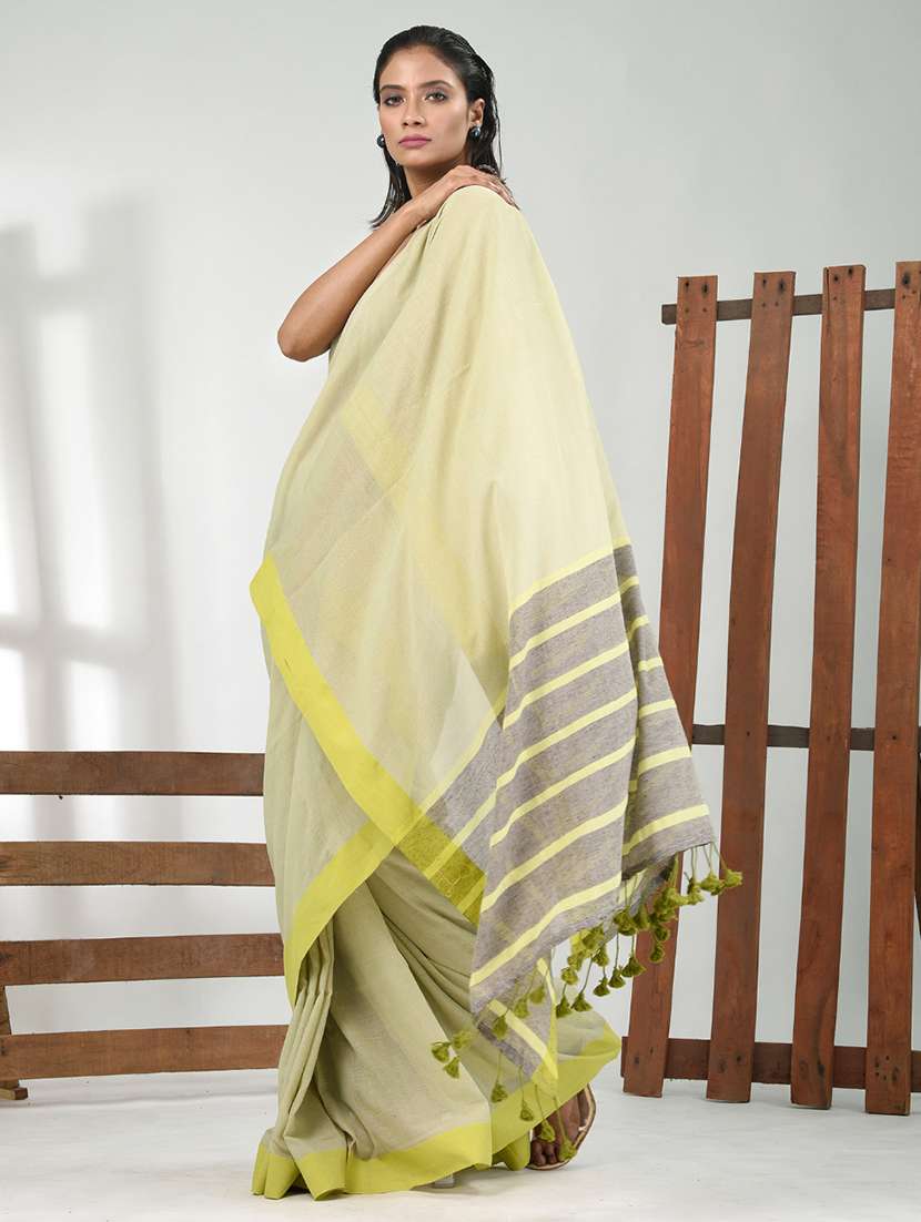 women solid handloom saree with blouse - 21839811 -  Standard Image - 2
