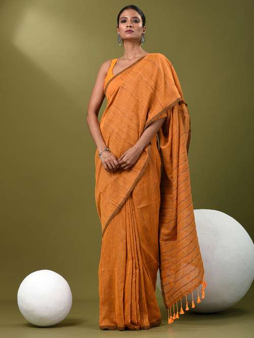 women striped handloom saree with blouse - 21839818 -  Standard Image - 0