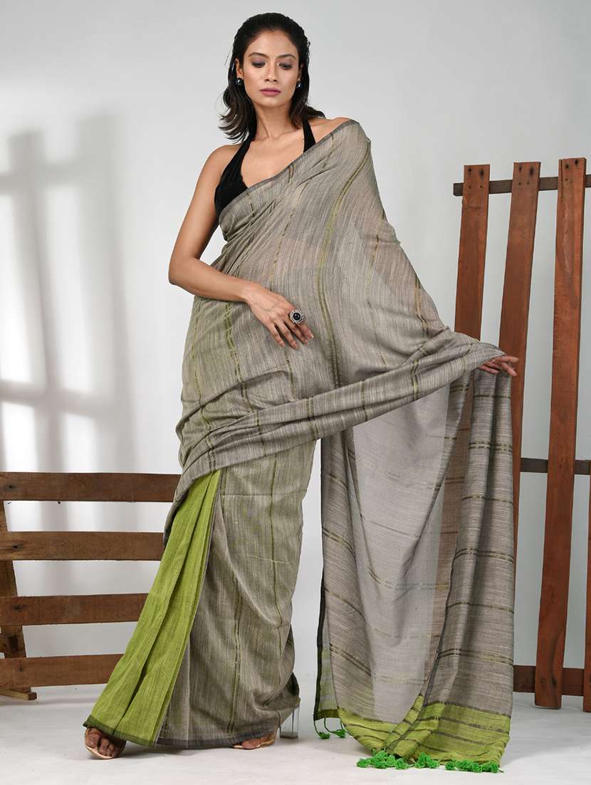 women striped handloom saree with blouse