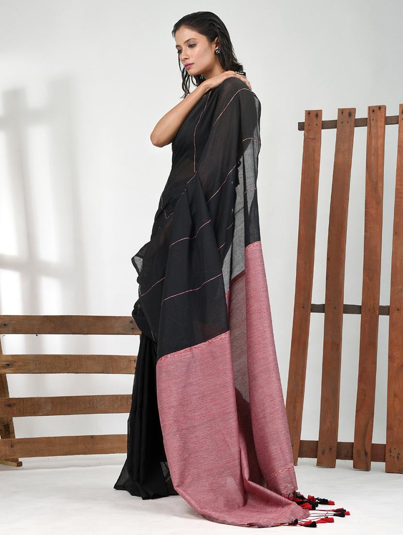 women striped handloom saree with blouse - 21839836 - Standard Image - 2
