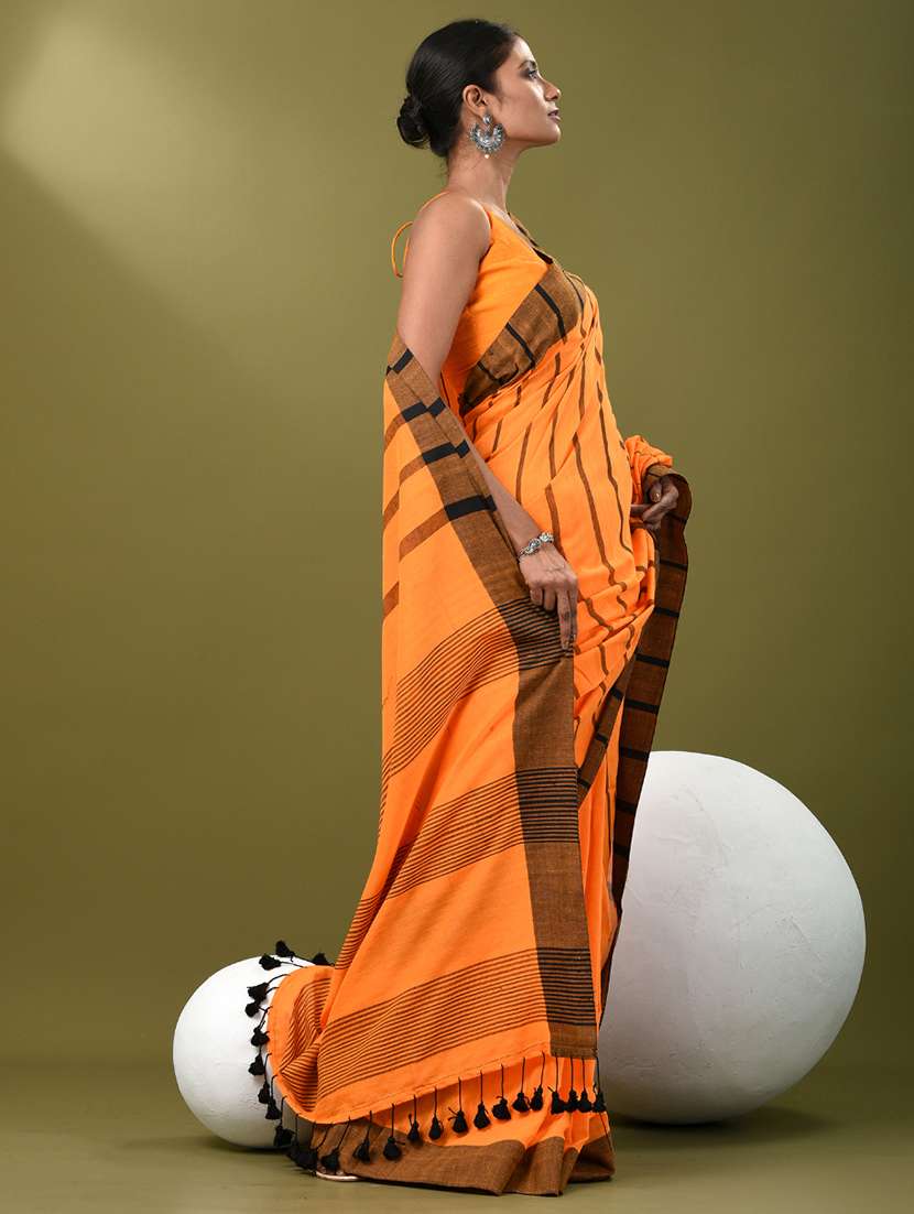 women striped handloom saree with blouse - 21839842 -  Standard Image - 2