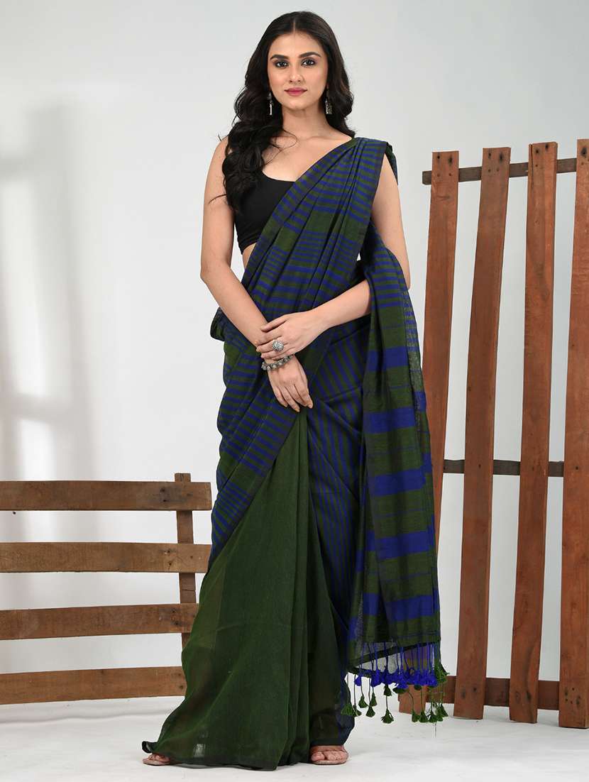women green handloom saree with blouse - 21839859 - Zoom Image - 0