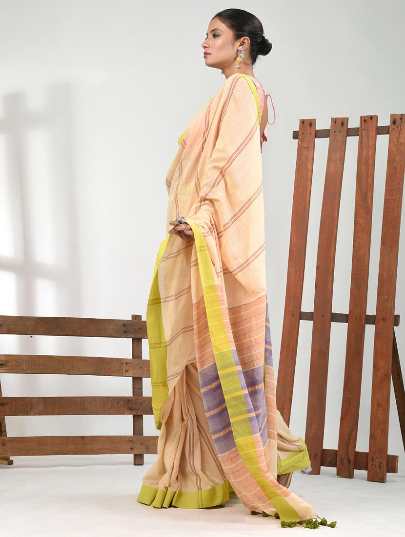 women striped handloom saree with blouse - 21839869 - Standard Image - 2