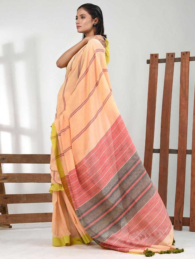 women striped handloom saree with blouse - 21839870 - Standard Image - 2