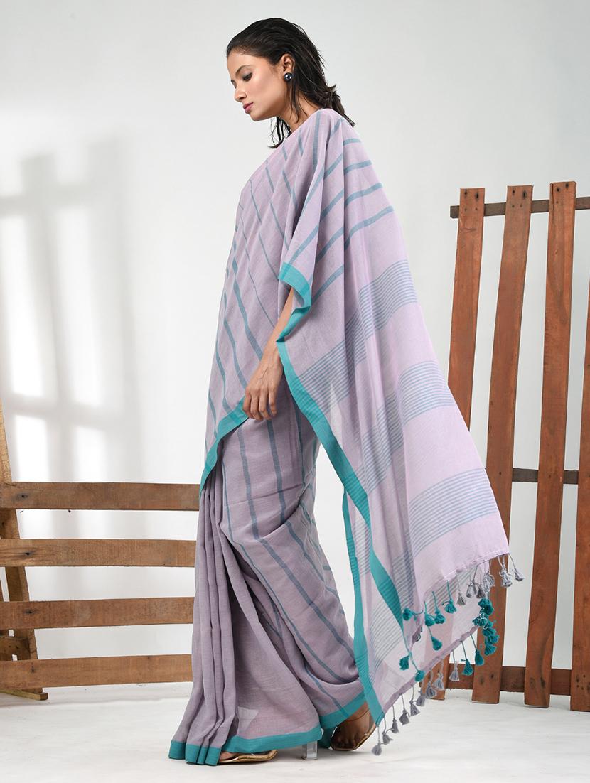 women striped handloom saree with blouse - 21839872 - Standard Image - 2