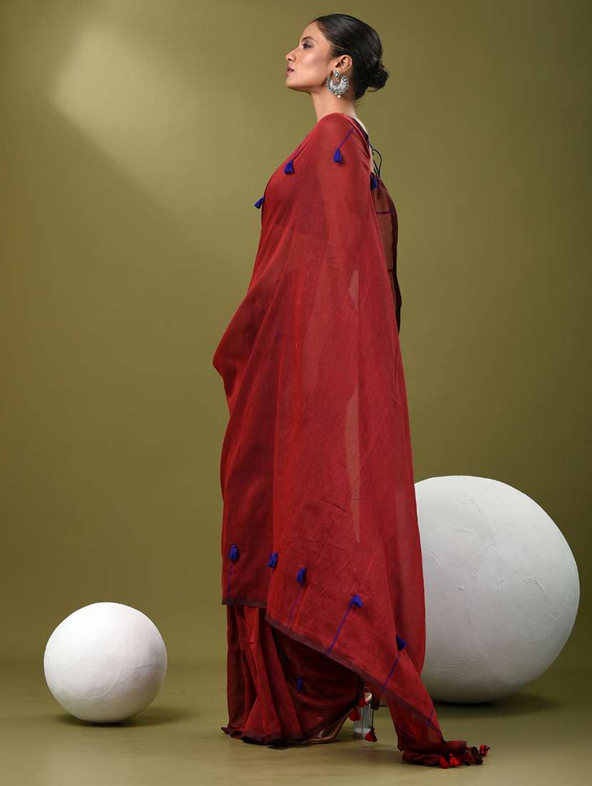 women maroon handloom saree with blouse - 21839879 -  Standard Image - 2