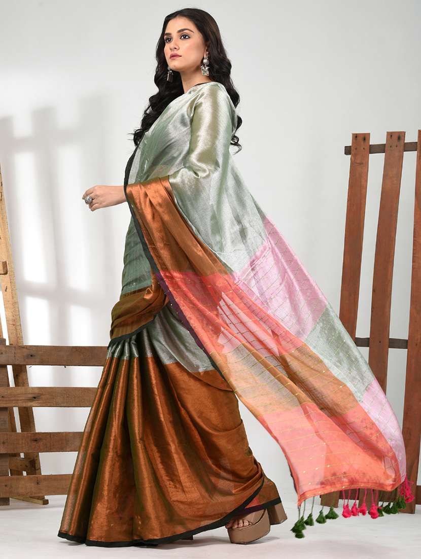 women grey handloom saree with blouse - 21839889 -  Standard Image - 2