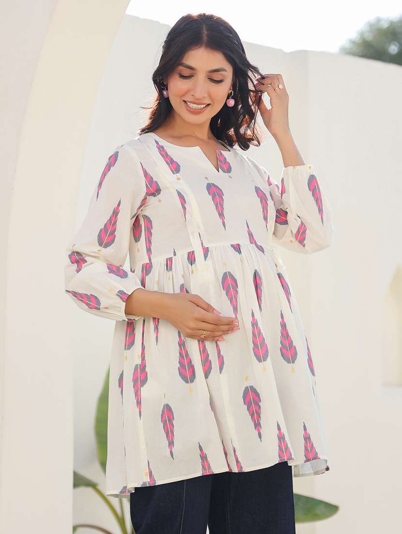 women off white printed long sleeve maternity wear - 21839891 -  Standard Image - 2