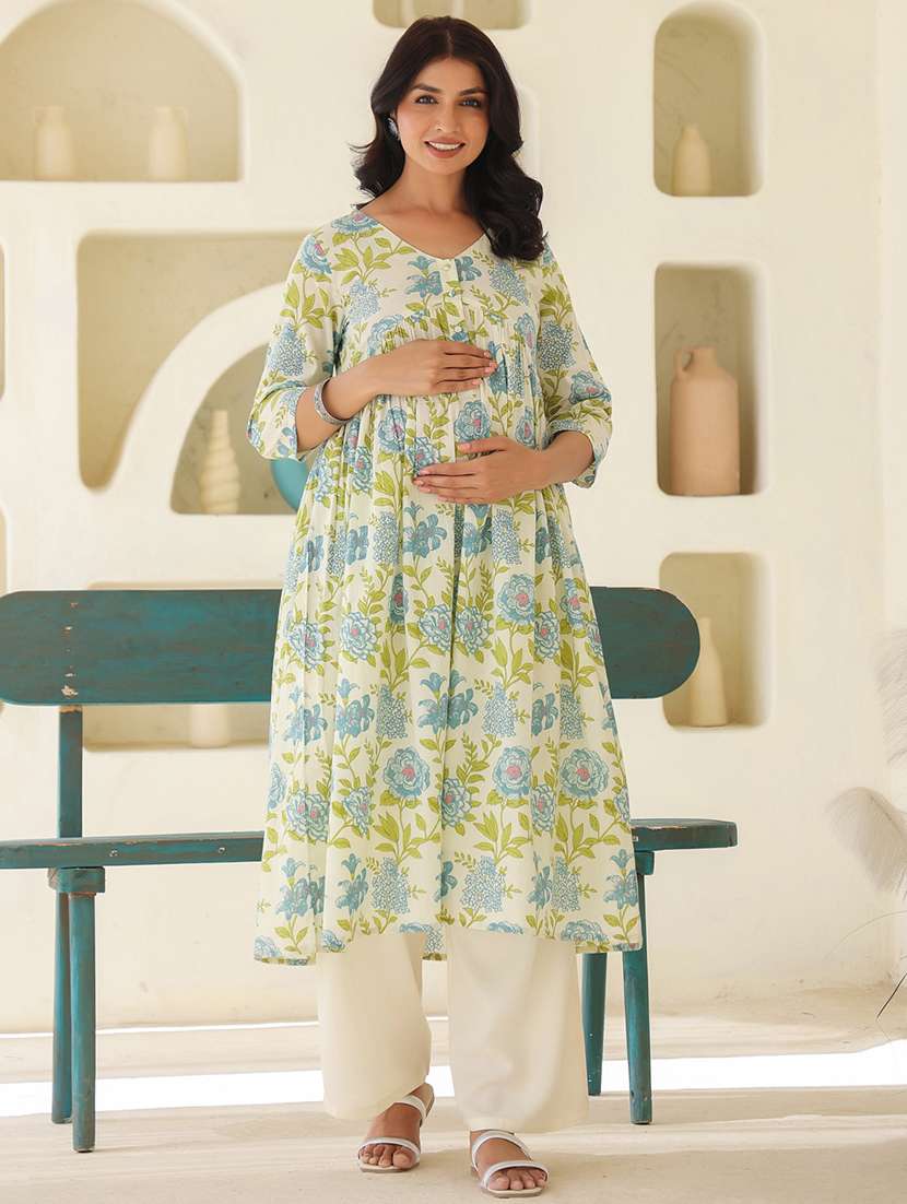 women three quarter sleeve maternity wear kurta