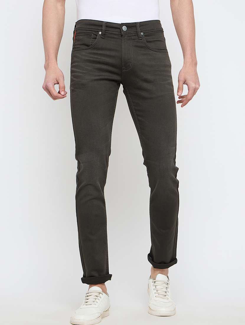 men solid mid rise slim fit jean