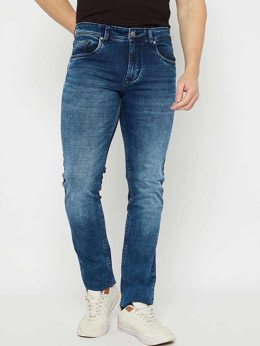 men solid mid rise slim fit jean