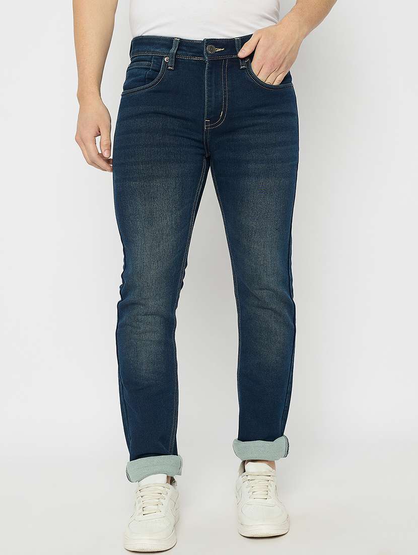men washed mid rise skinny fit jean