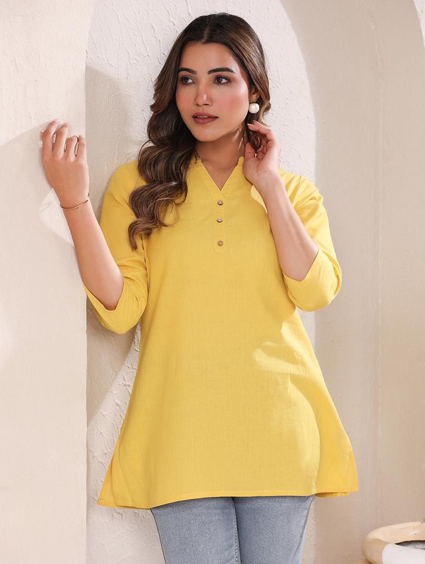 women solid mandarin neck straight kurti - 21840071 - Standard Image - 2