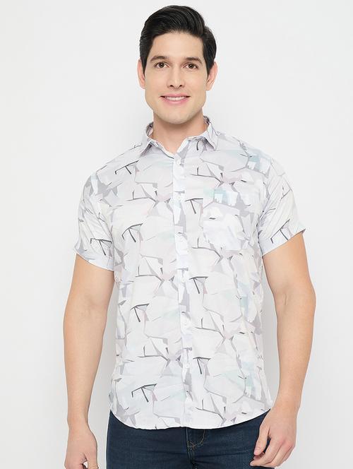 men printed short sleeve slim fit casual shirt - 21840126 -  Standard Image - 0