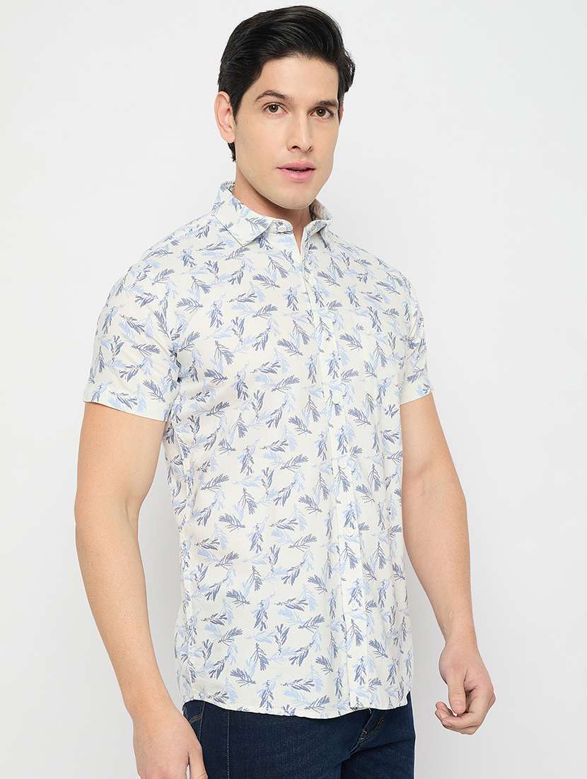 men printed short sleeve slim fit casual shirt - 21840127 -  Standard Image - 2
