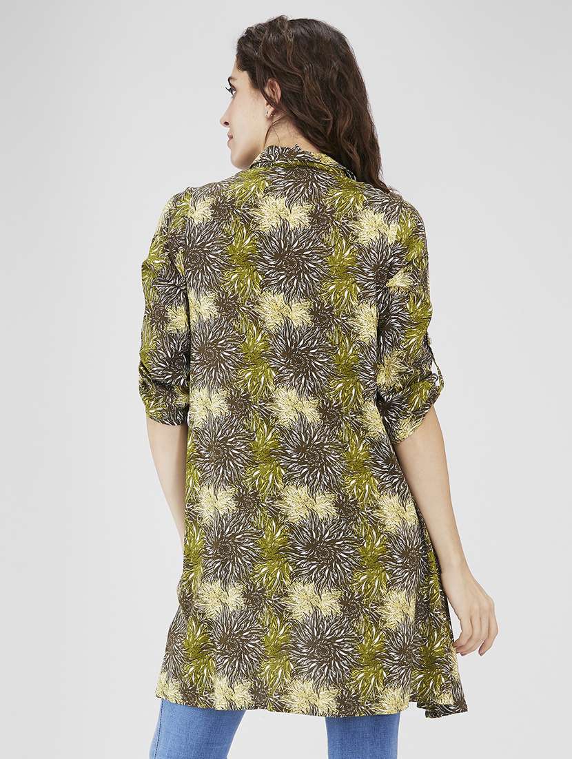 women printed collared high low top - 21840193 - Standard Image - 2
