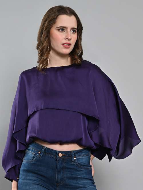 women solid long sleeves blouson top - 21840219 -  Standard Image - 0